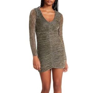 Steve Madden Shimmering Gold Bodycon Long Sleeve Dress